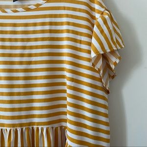 SHEIN size 3X Mustard Stripe Ruffle Sleeve Dress